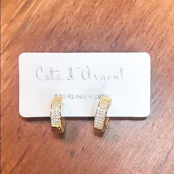 Cote d Argent Pave Hoop Earrings - Picture 3 of 3